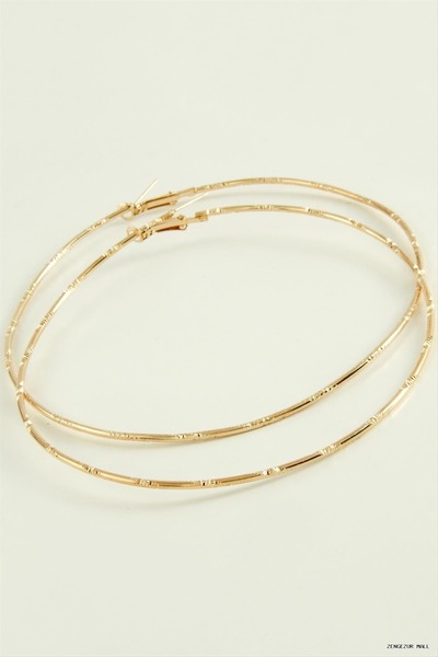 ZERO LAND Zngzrmll Striped Metal Hoop Earrings 8-9-10 cm (30355) 9 cm