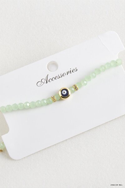 ZERO LAND Zngzrmll Nazar Kristal Macrame Rope Bracelet 6 (34128) mm Green