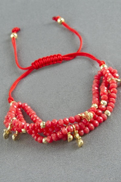 ZERO LAND Zngzrmll 4-Piece Mixed Crystal (25248) Bracelet Red
