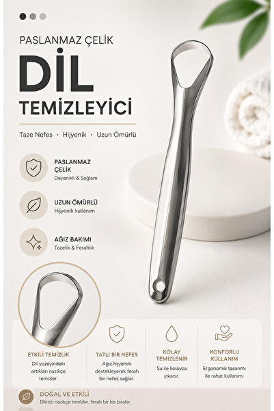 MAQYA KOZMETİK Metal Dil Temizleyici Paslanmaz Çelik Dil Kazıyıcı Sıyırıcı Er...