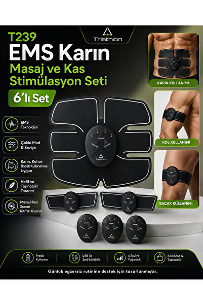 Triathlon T239 EMS Abdominal Muscle Strengthening Massager – 6'lı Set