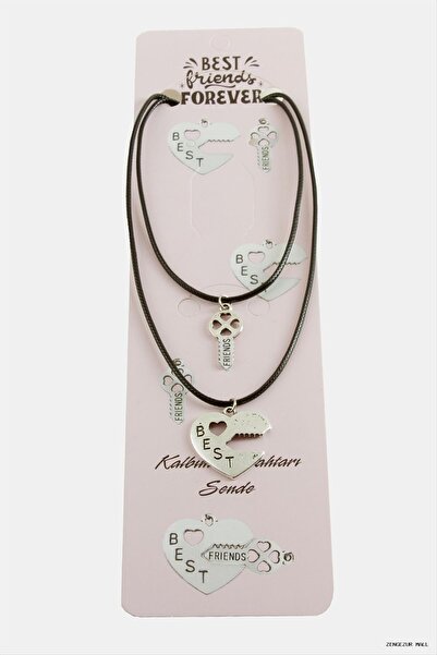 ZERO LAND Zngzrmll Heart Key Friendship Necklaces -Pair (41947) Necklace- Black