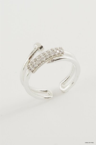 ZERO LAND Zngzrmll Nails Zircon Stone Ring (42137) Silver Color