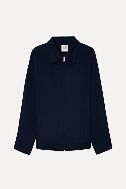 Mudo Men's Navy Blue Regular Fit Zippered Jacket