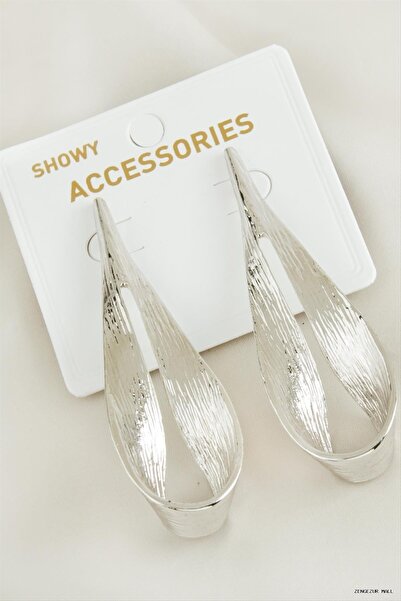 ZERO LAND Zngzrmll Oval New Season Metal Earrings (43009) Silver Color