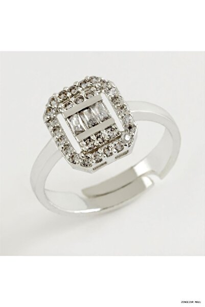 ZERO LAND Zngzrmll Square Baguette Stone Ring (43049) Silver Color
