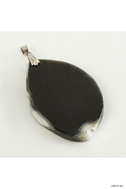 ZERO LAND Zngzrmll Agate Natural Stone Pendant (43052) Black Tip