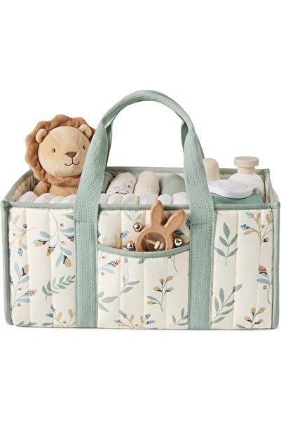 UANDME Floral Design Baby Diaper Caddy Organizer, Car Storage Box for Diapers...