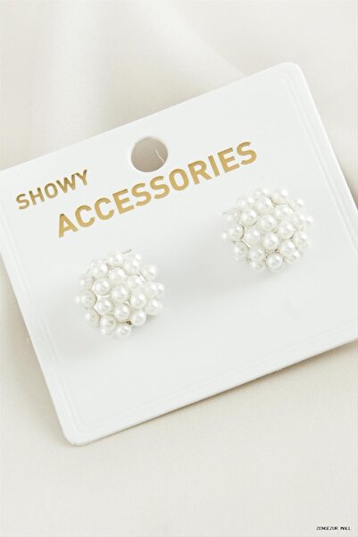 ZERO LAND Zngzrmll Flower Pearl Tr Earrings (42444) Silver Color