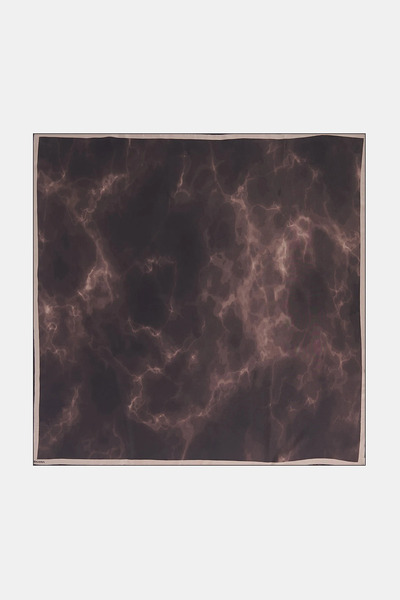 Kayra Abstract Pattern Silk Scarf Dark Coffee