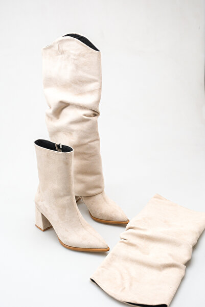 meyra'nın ayakkabıları Women's Drawstring Detachable Boots in Tan Suede