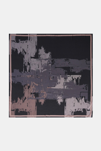 Kayra Mixed Pattern Twill Scarf Black
