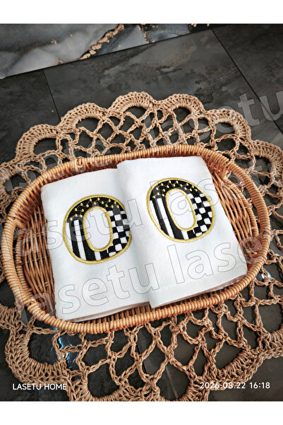 LASETU Checkered O Letter Kitchen Towel Set of 2 (30X50)