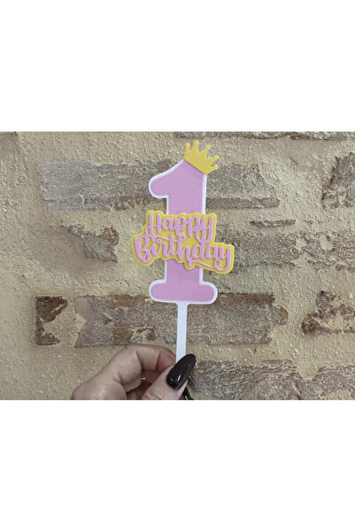 1 Yaş Temalı Happy Birthday Yazılı Kek Pasta Süsü