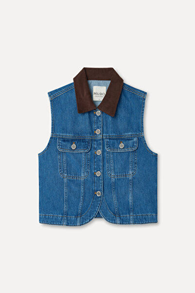 Mudo Women's Indigo Crop Jean Vest