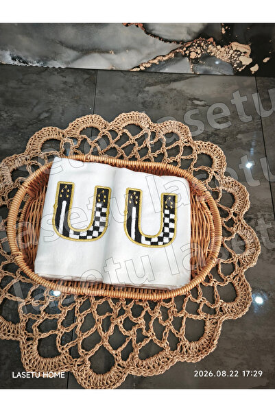 LASETU Checkered U Letter Kitchen Towel Set of 2 (30X50)