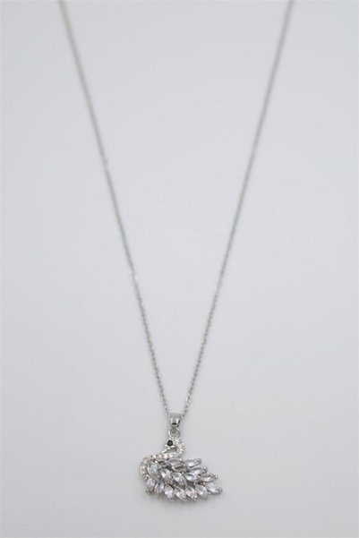 Ethab Ticaret Glb-Stl41414 Stone Swan Necklace - Silver
