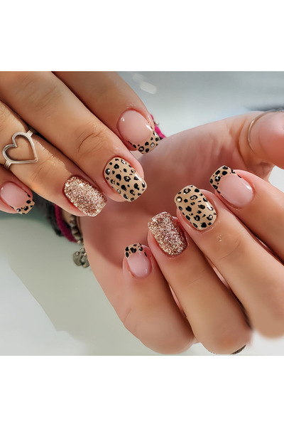 choice2 3794 Short long fake nails for women girls fashion leopard black purp...
