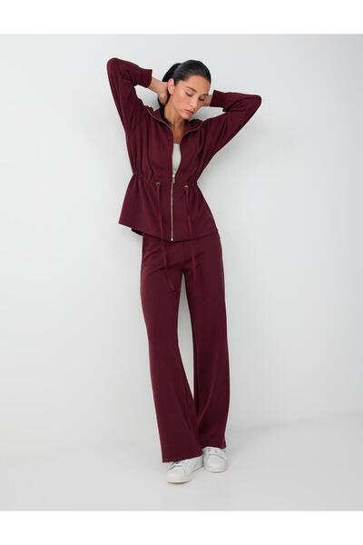 Jimmy Key Bordo Cep Detaylı Beli Lastikli Modal Pantolon