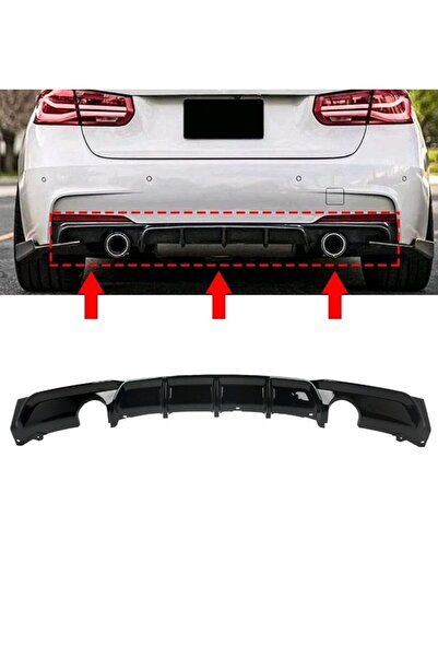 Aftermarket Заден дифузьор за броня, съвместим с BMW Серия 3 F30, гланцово че...