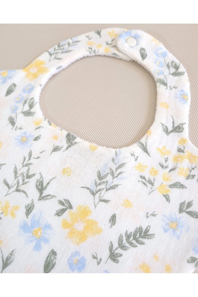jr.bunnies Jr Bunnies 100% Cotton Muslin Baby Bib – Yellow Blue Floral Pattern