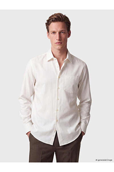 LC Waikiki Vizyon New Season White Regular Fit Gabardine Men's Shirt