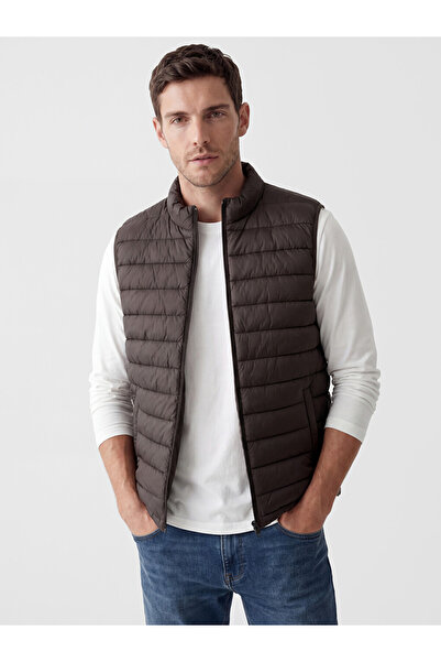 LC Waikiki Vizyon New Season Brown Regular Fit Stand Collar Men's Puffer Vest