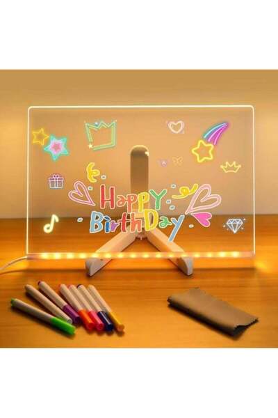 HSM لوحة مذكرات LED مقاس 11.6 × 7.8 بوصة، لوحة رسائل مضيئة من الأكريليك للكتا...