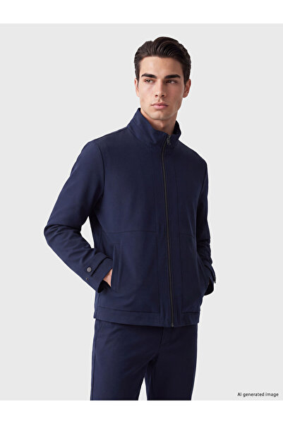 LC Waikiki Ozmarka New Season Navy Blue Regular Fit Stand Collar Men's Jacket