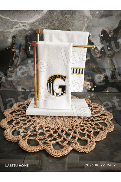 LASETU Checkered g Letter and Striped Kitchen Towel Set of 2 (30X50)