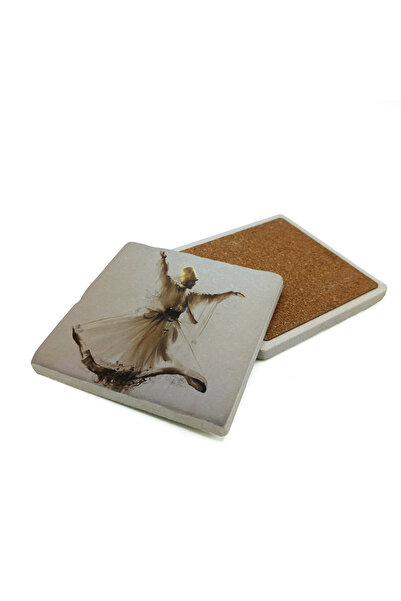 Sadrazam Semazen Printed Natural Stone Coaster 10X10 Krt-74