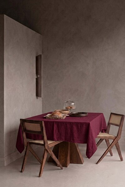 vivamaison Linen Cotton Tablecloth Washed Plain Woven
