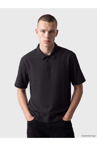 LC Waikiki Vizyon New Season Anthracite Relax Fit Plaid Men's Shirt