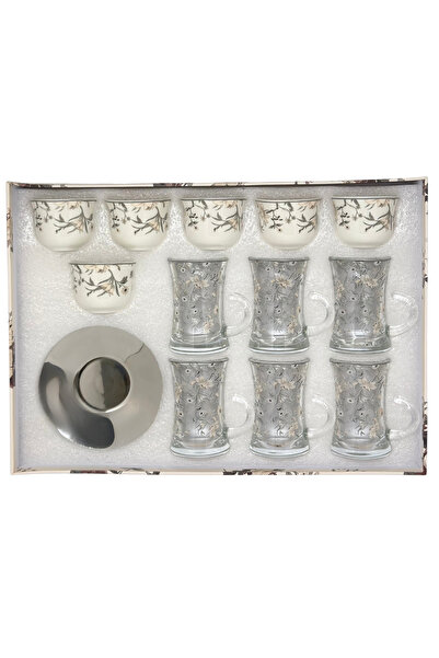 GOLDEN HOME New Model 18Pcs Stainless Steel Saucer and Ceramic Coffee Cup Set...