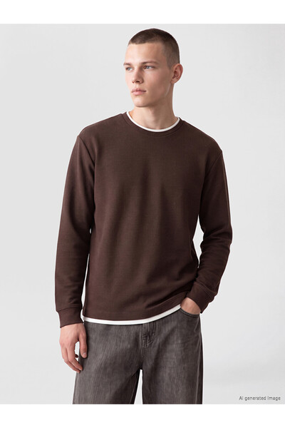 LC Waikiki Vizyon New Season Brown Crew Neck Men's Sweatshirt