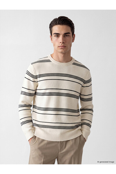 LC Waikiki Esvab • Modern & Distinctive Crew Neck Striped Men's Knitwear Sweater