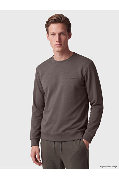 LC Waikiki Özmarka New Season Khaki Crew Neck Printed Men's Sweatshirt