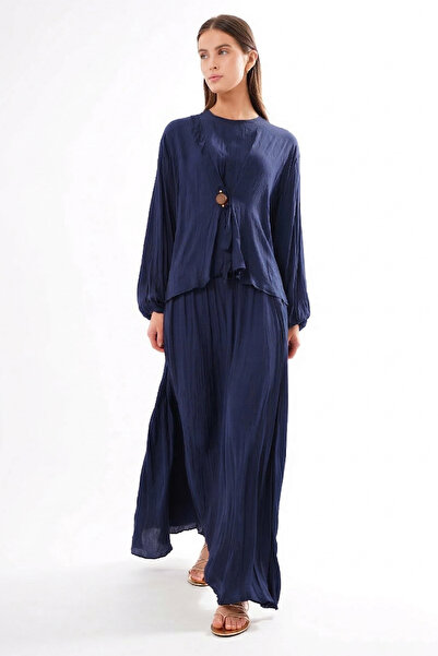 Ceremony Tunic Front with Wooden Accessories and Pleated Detail, Cupra Skirt ...