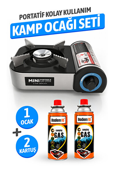 Badem10 (1 Adet) Portatif Mini Boy Manyetolu Çantalı Kamp Ocağı + (2 Adet) 40...