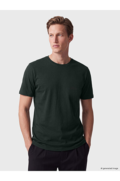 LC Waikiki Vizyon New Season Green Crew Neck Printed Combed Cotton Men's T-Shirt