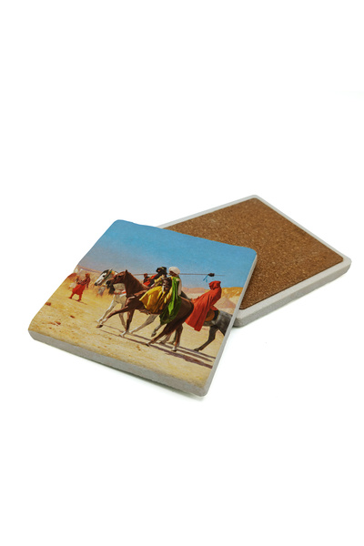Sadrazam Horses in the Desert Officially Printed Natural Stone Coaster 10X10 ...