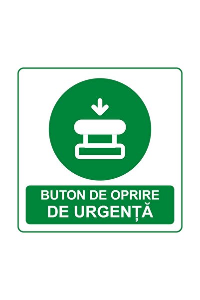 PAS Set 2 autocolante Buton de oprire de urgență, PVC autoadeziv, 10 x 10 cm