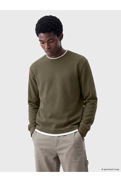 LC Waikiki Özmarka New Season Green Crew Neck Men's Sweatshirt