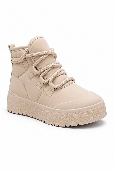 vynor atelier Women's Beige Winter Boots with Fur Inside, Thick Platform Sole...