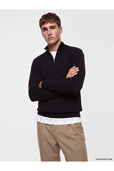 LC Waikiki Özmarka New Season Plum High Collar Men's Knitwear Sweater
