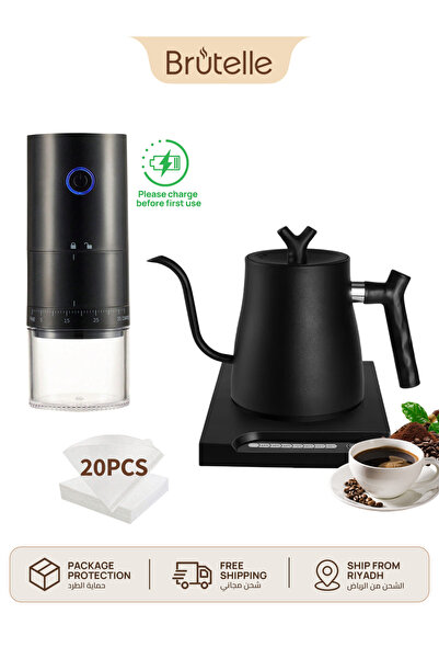 Brutelle 3PCS Pour Over Coffee Set Electric Gooseneck Kettle Adjustable Coffe...