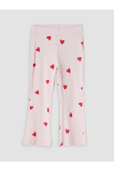 LC Waikiki Heart Embroidered Girls' Spanish Flared Pajama Bottoms