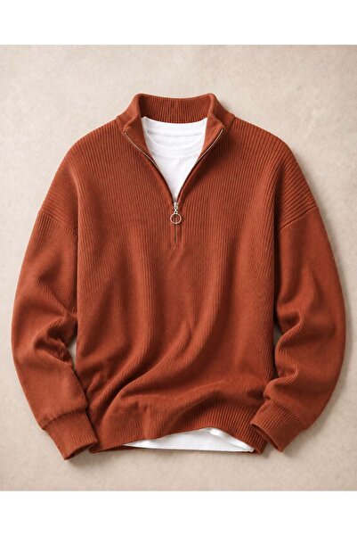 Trendingsize Unisex Ribbed Half-Zip Collar Detailed Knitwear