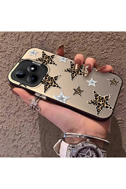 quırkshıeld Realme C51/C53 Uyumlu Trend Leopar Yıldız Motifi Kılıf, Dayanıklı...