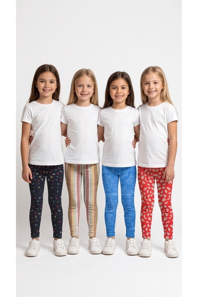 United Fabrics بنطلونات ضيقة للأطفال - مجموعة من 4 قطع بنطلونات قطنية منقوشة ...